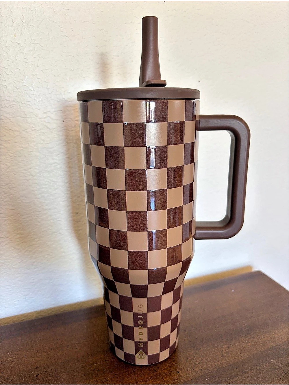 HydroJug Traveler 40oz Autumn Checkers 40oz Tumbler in Brown & Cream